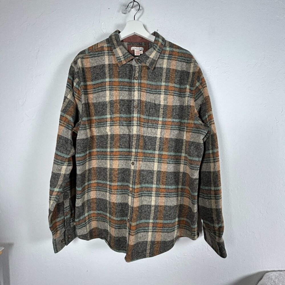 Carbon 2 Cobalt Mens Plaid Flannel Shirt XL Cotton Blend Button Up Gray Casual